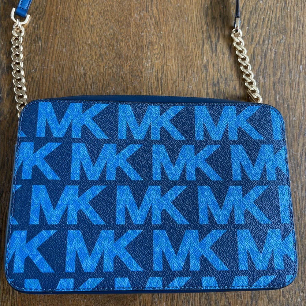 Michael Kors Vibrant Blue MK Jet Set Large Zipper Shoulder Crossbody Bag - Picture 4 of 16